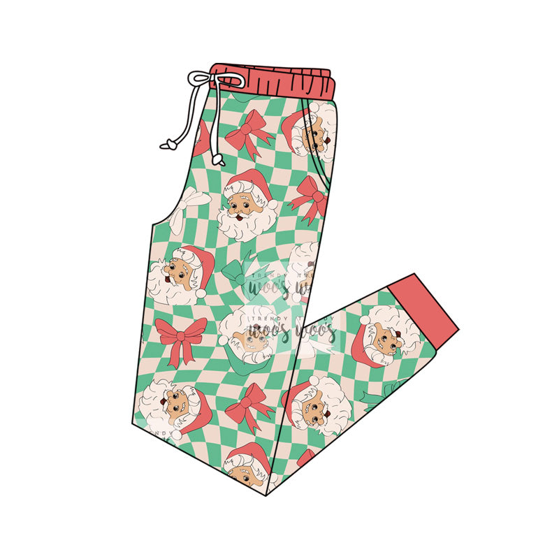 Preorder(moq 5) Adult Women Christmas Santa Checkered Jogger Pants