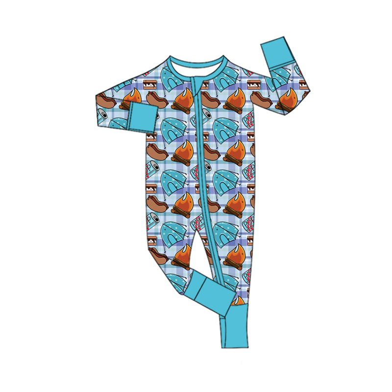 Preorder(moq 5)Baby Infant Boys Long Sleeves Camping Food Zipper Rompers