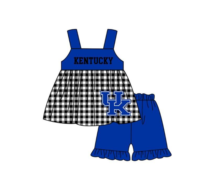 Preorder moq 5 Baby Girls Kentucky UK Tunic Ruffle Short Team Clothes Set