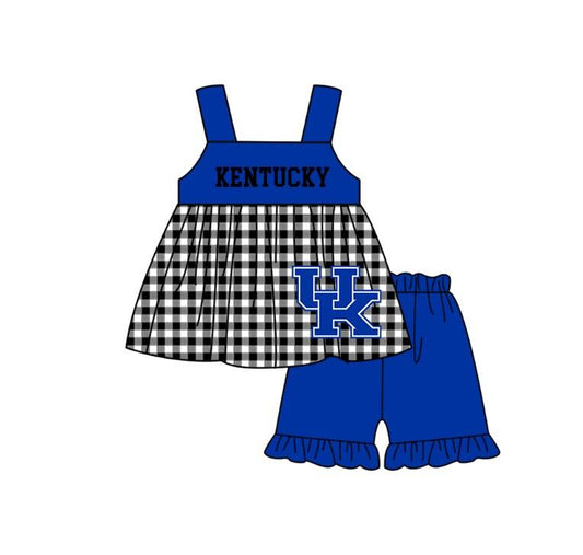 Preorder moq 5 Baby Girls Kentucky UK Tunic Ruffle Short Team Clothes Set