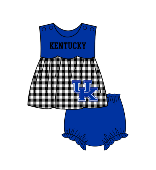 Preorder moq 5 Baby Girls Kentucky UK Tunic Bummies Short Team Clothes Set