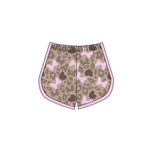 Preorder(moq 8)Baby Girls Brown Leopard Butterfly Shorts Bootoms