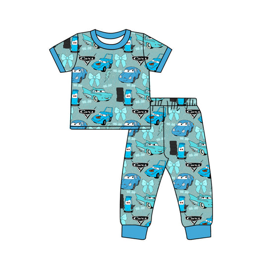 Preorder (moq 5)Baby Girls Cars Bows Shirt Top Pants Pajamas