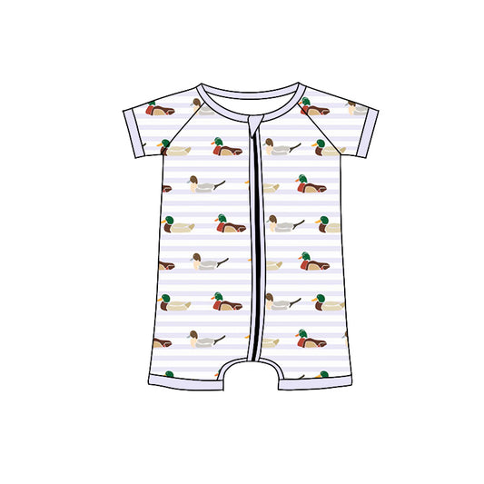 Preorder(moq 5)Baby Infant Girls Lavender Ducks Zip Rompers