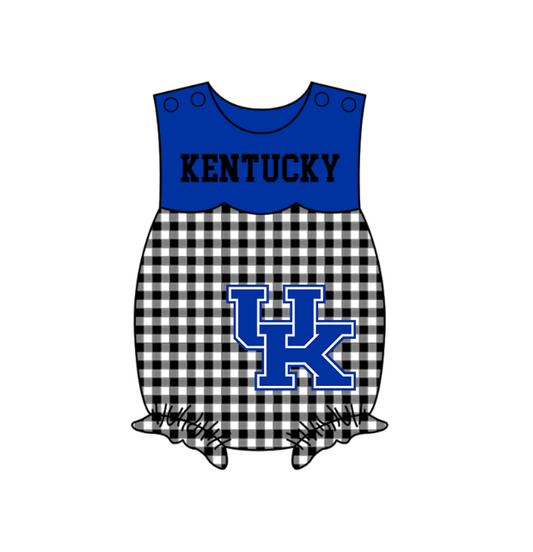 Preorder (moq 5)Baby Girls Sleeveless Kentucky UK Ruffle Rompers