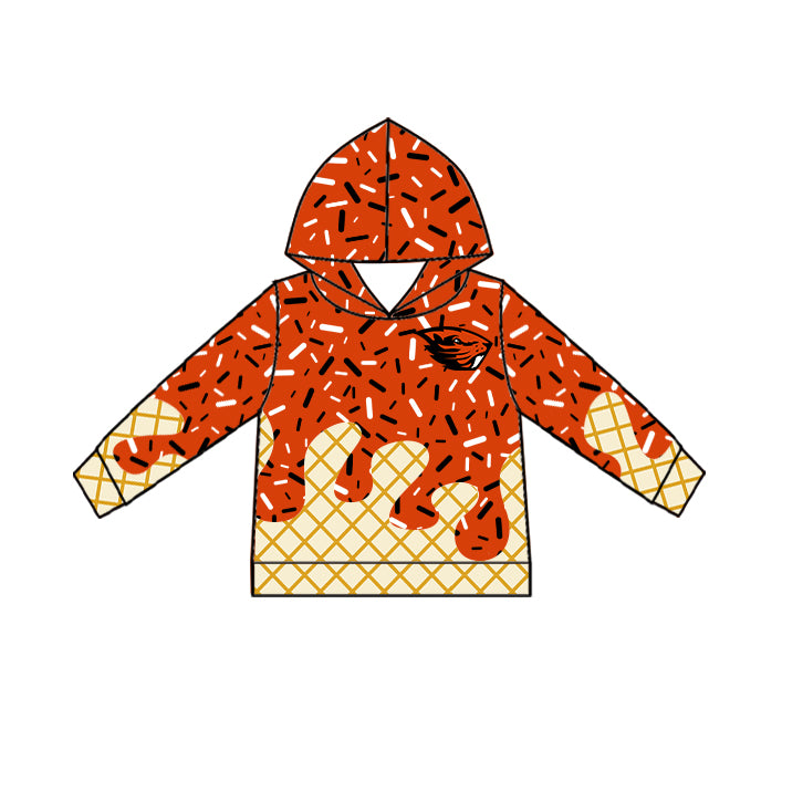 Preorder (moq 5)Baby Boys Orange Long Sleeves Eagle Drip Team Hoodies Top