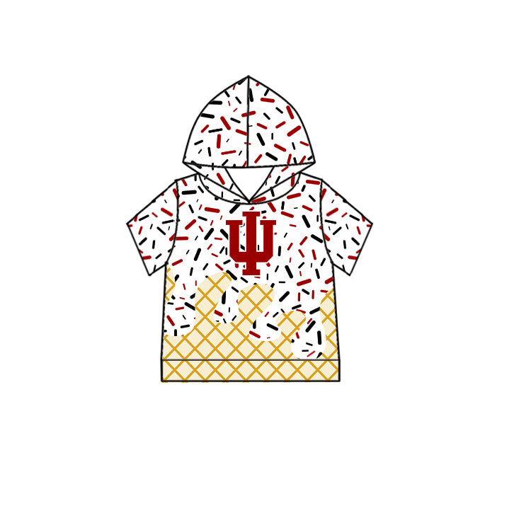 Preorder (moq 5)Baby Boys Short Sleeves Red Trident Drip Team Hoodies Top