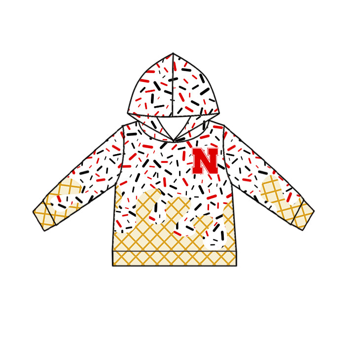Preorder (moq 5)Baby Boys Red N Long Sleeves Drip Team Hoodies Top
