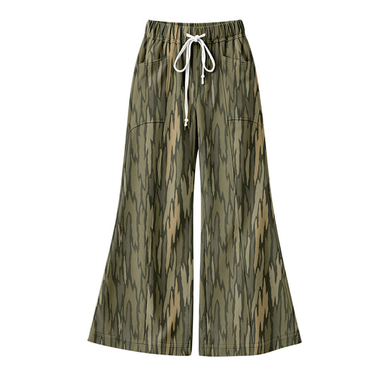 Preorder (moq 5) Baby Girl Clothes Vertical Stripe Camo Print No Sleeve Flare Bell Bottom Pant