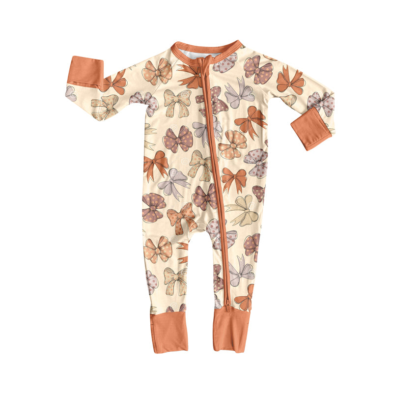 Preorder moq 5 Baby Girls Long Sleeves Colorful Bows Plaid Zipper Rompers