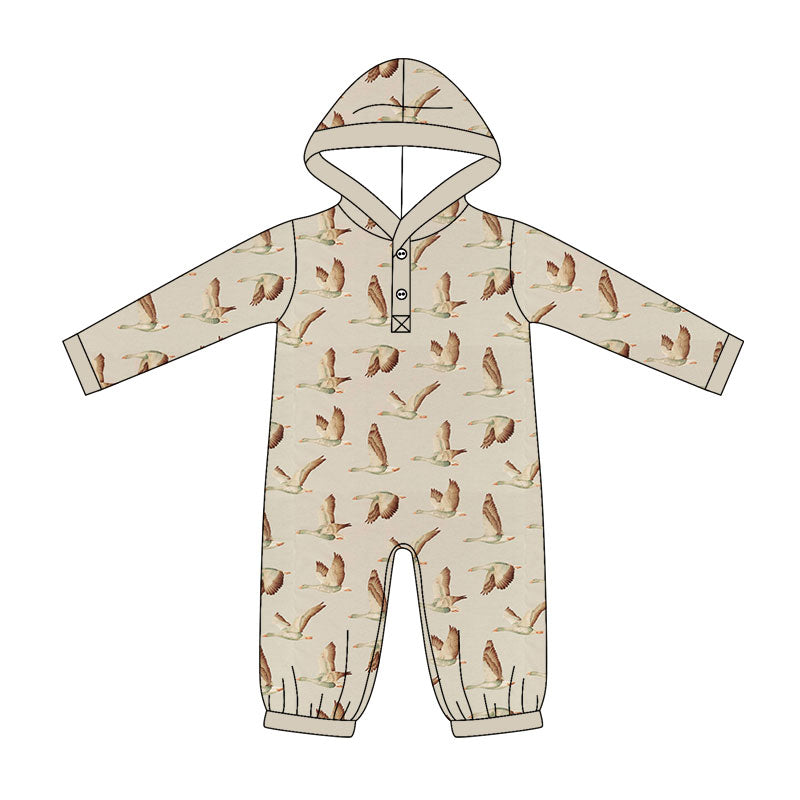 Baby Boys Long Sleeve Ducks Plaid Button Hunting Rompers Preorder