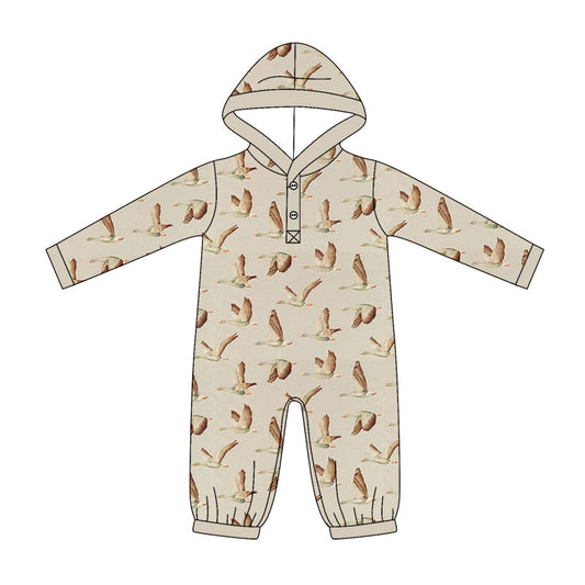 Baby Boys Long Sleeve Ducks Plaid Button Hunting Rompers Preorder