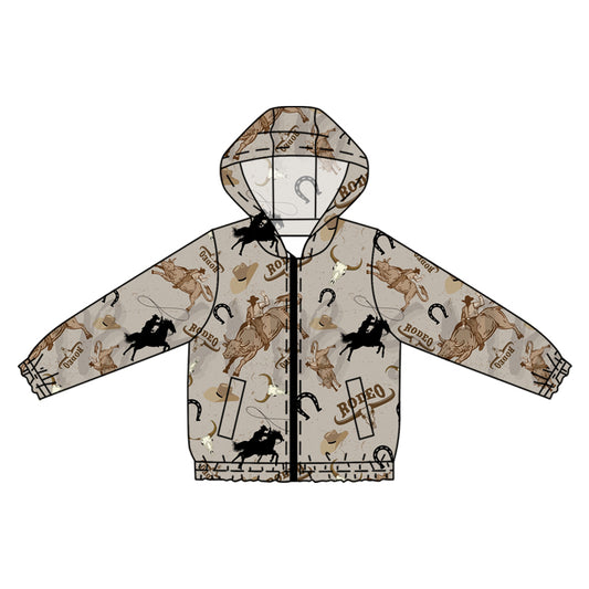 Preorder (moq 5)Baby Boys Western Rodeo Cow Hooded Cardigan Jackets Tops