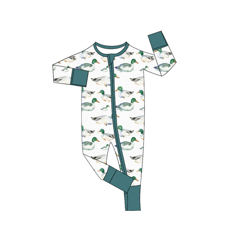 Preorder moq 5 Baby Boys Ducks Mallard Zippy Sleepers Rompers