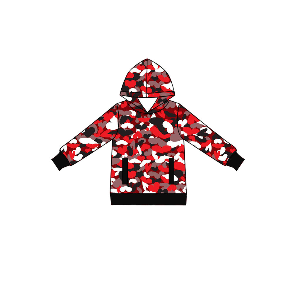 Preorder (moq5) Baby Boys Colorful Hearts Checked Valentines Pockets Hoodies Top