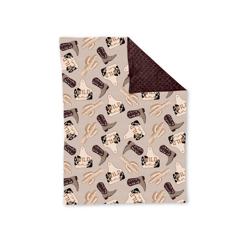 Baby Kids Western Wild Boots Minky Blankets preorder(moq 5)