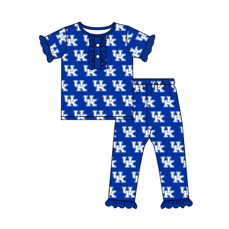 Baby Girls Blue Team UK Top Ruffle Pants Pajamas Clothes Sets order preorder (moq 5)