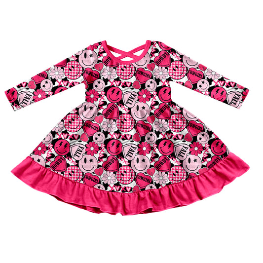 Baby Girls Valentines Hearts Smile Knee Length Dresses preorder(moq 5)