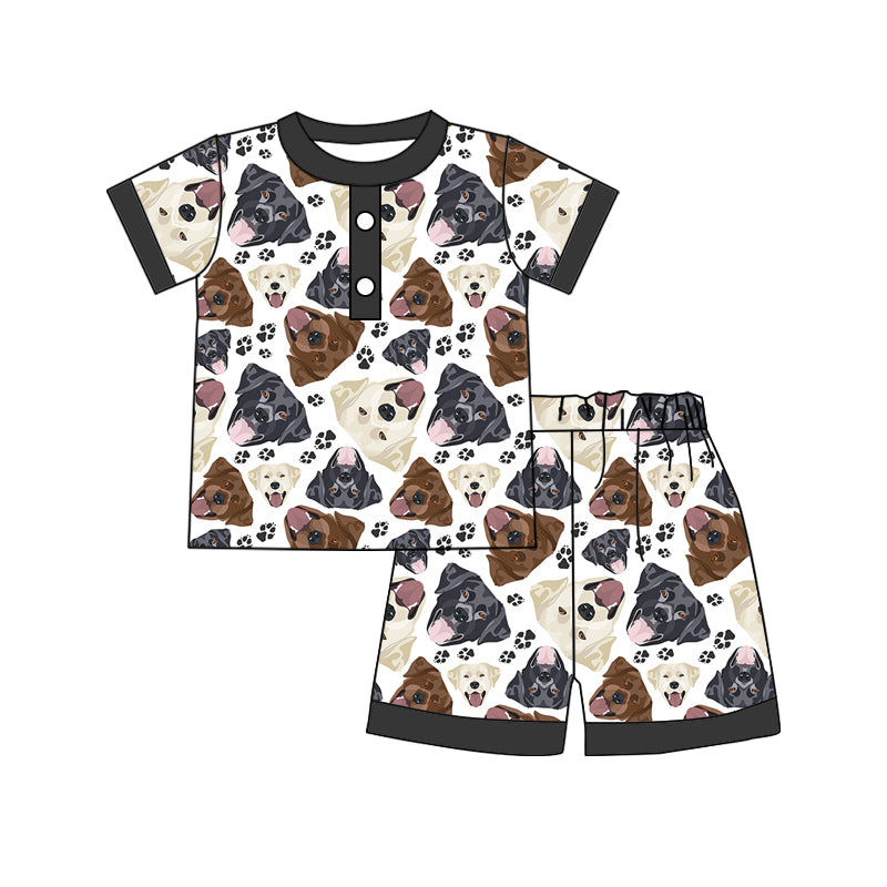 Preorder (moq 5)Baby Boys Cute Dogs Tee Top Shorts Pajamas Clothes Sets