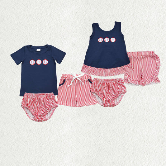 Sibling Baby Boys Embroidery Baseball Top Shorts Bummies Outfits Clothes Sets