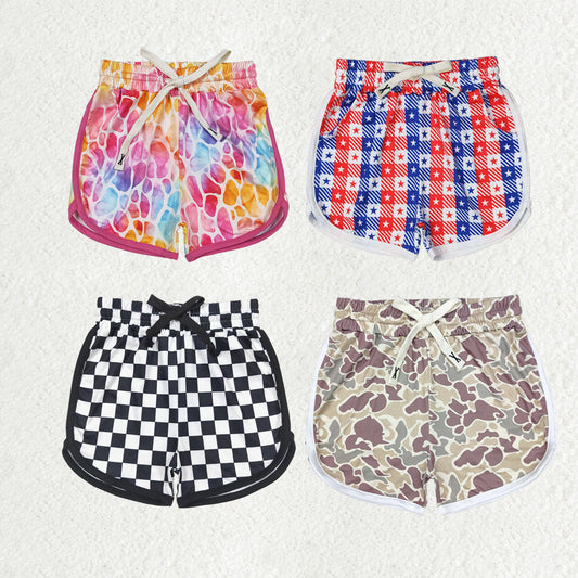 Sibling 4 Colors Baby Girls Summer Camo Plaid Shorts Bottoms