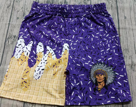 Preorder (moq 5)Baby Boys Purple Drip Sprinkles Team Shorts Bottom
