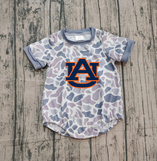 Preorder (moq 5)Baby Boys Grey Camo AU Team Rompers