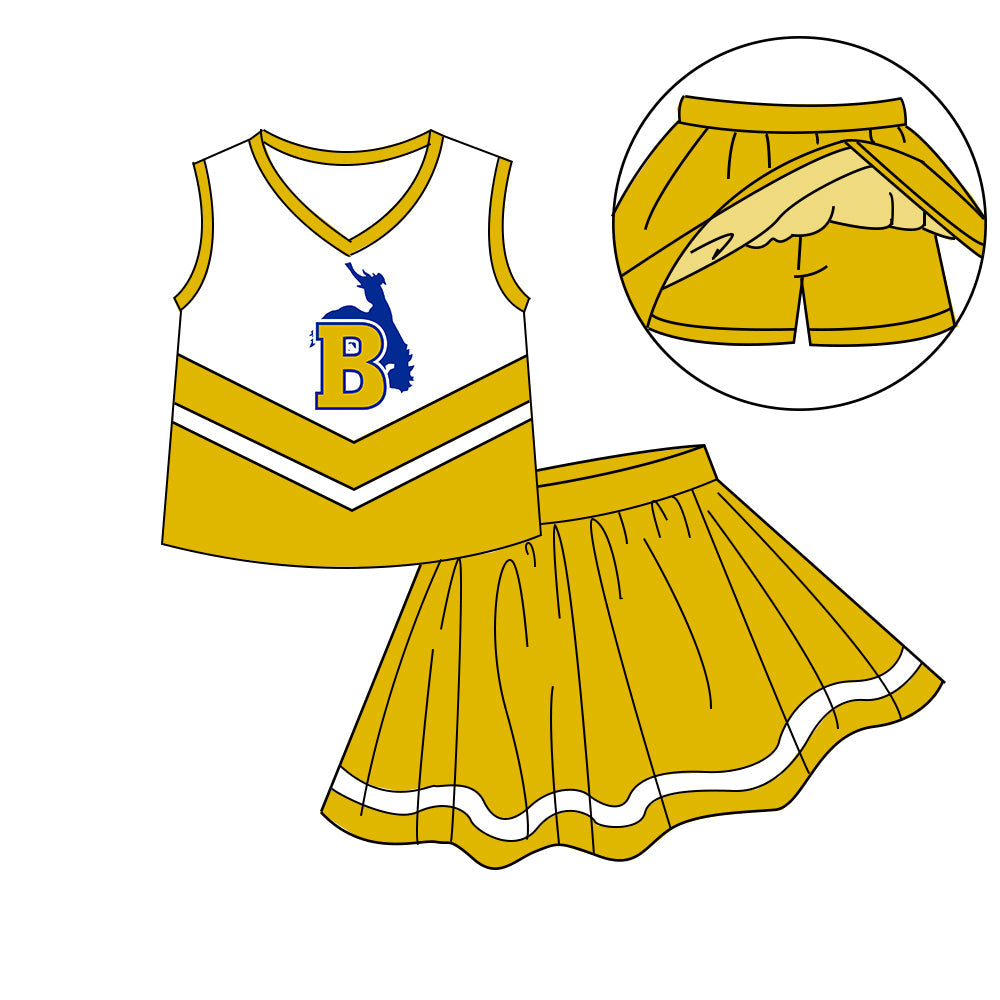 Preorder (moq 5)Baby Girls Sleeveless Vest Top Skirt Short Team Clothes Sets