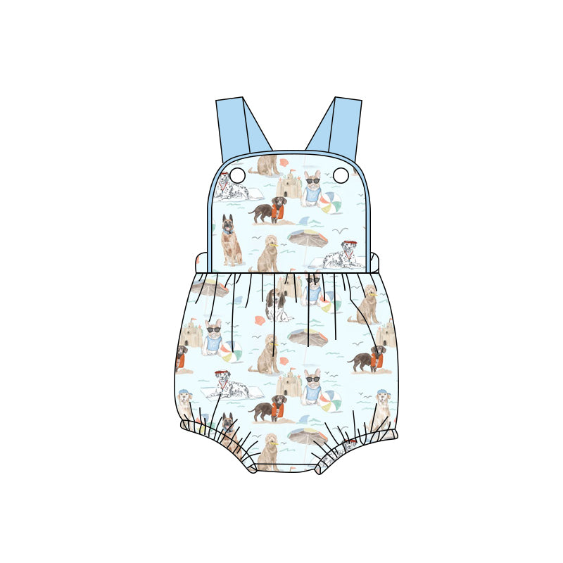 preorder(moq 5) Baby Boys Strap Dogs Beach Rompers