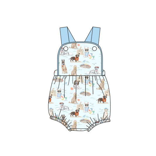 preorder(moq 5) Baby Boys Strap Dogs Beach Rompers