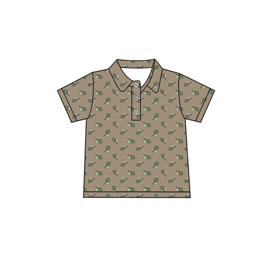 Preorder (moq 5)Baby Boys Short Sleeve Tennis Team Button Shirts Top