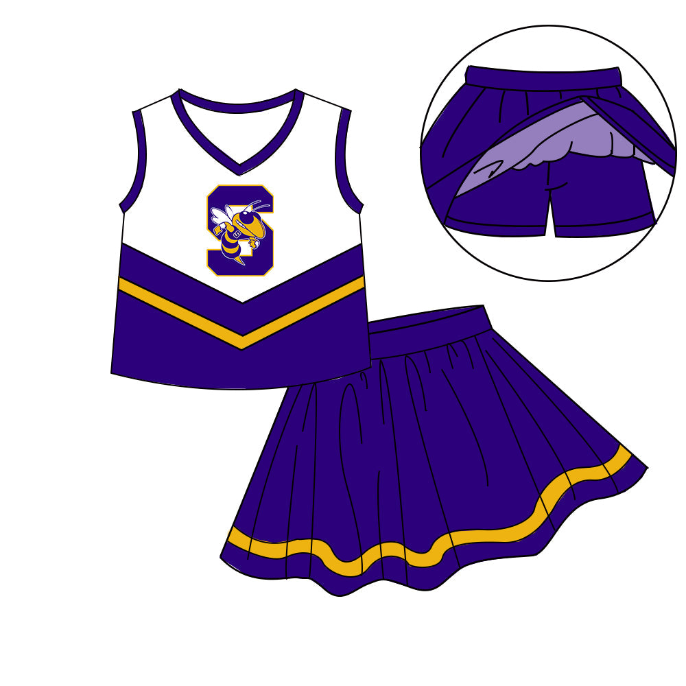 Preorder (moq 5)Baby Girls Sleeveless Vest Top Skirt Short Team Clothes Sets