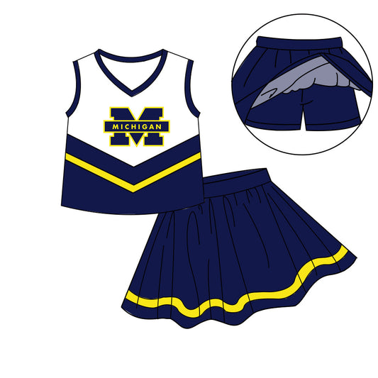 Preorder (moq 5)Baby Girls Sleeveless Vest Top Skirt Short Team Clothes Sets