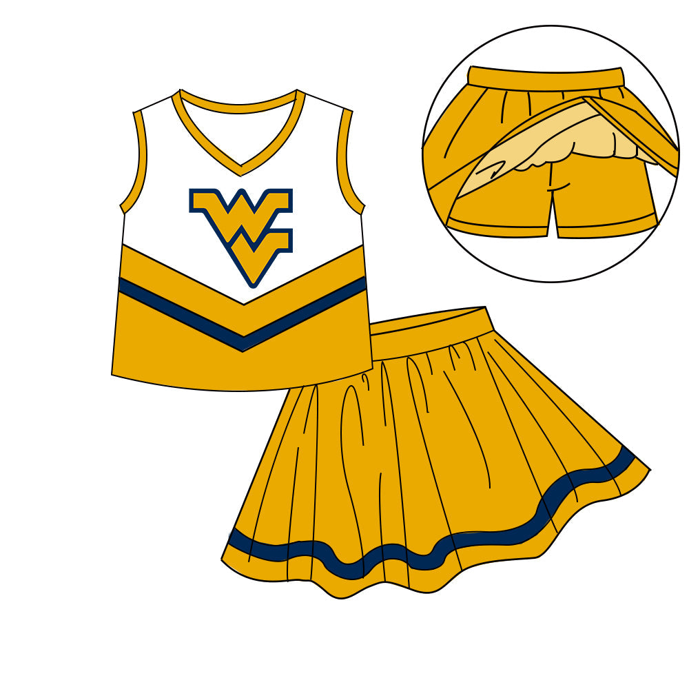Preorder (moq 5)Baby Girls Sleeveless Vest Top Skirt Short Team Clothes Sets