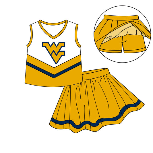 Preorder (moq 5)Baby Girls Sleeveless Vest Top Skirt Short Team Clothes Sets