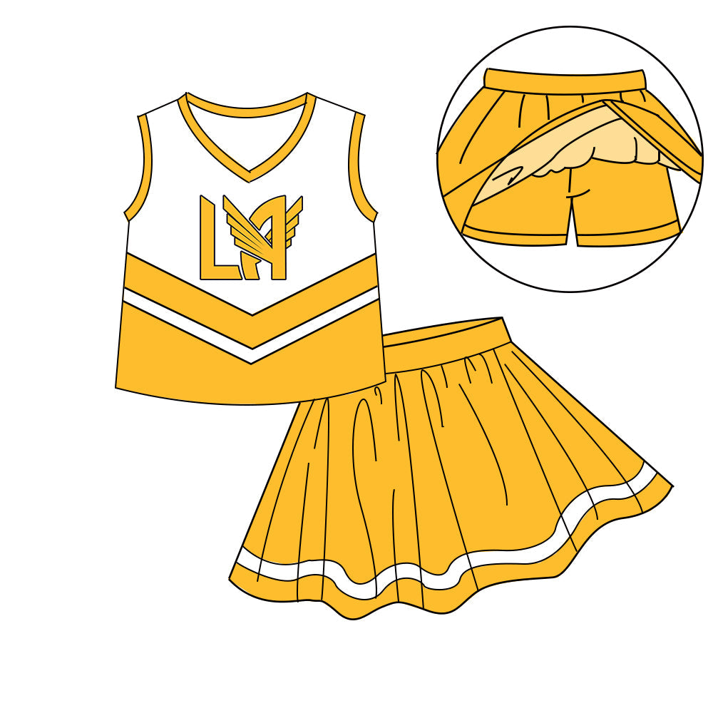 Preorder (moq 5)Baby Girls Sleeveless Vest Top Skirt Short Team Clothes Sets