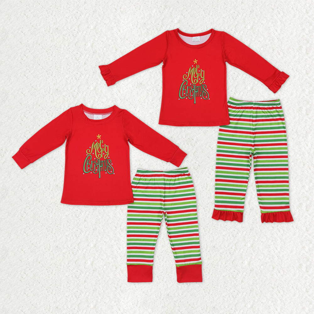 Sibling Baby Kids Merry Christmas Top Stripe Pants Christmas Clothes Sets