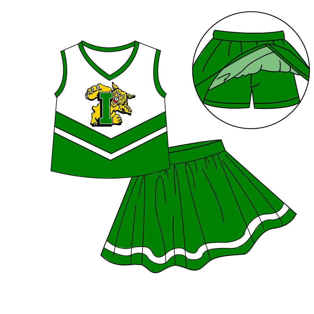 Preorder (moq 5)Baby Girls Sleeveless Vest Top Skirt Short Team Clothes Sets