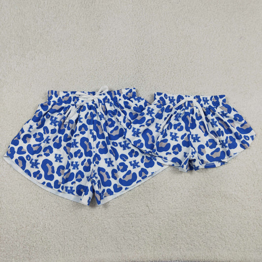 Mama and Me Girls Blue Leopard UK Team Yoga Active Butterfly Shorts Bottom