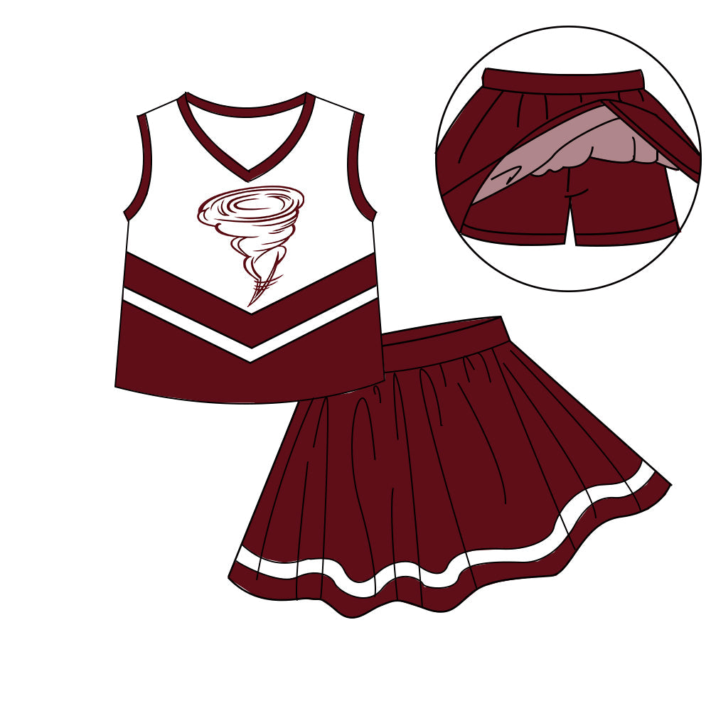 Preorder (moq 5)Baby Girls Sleeveless Vest Top Skirt Short Team Clothes Sets