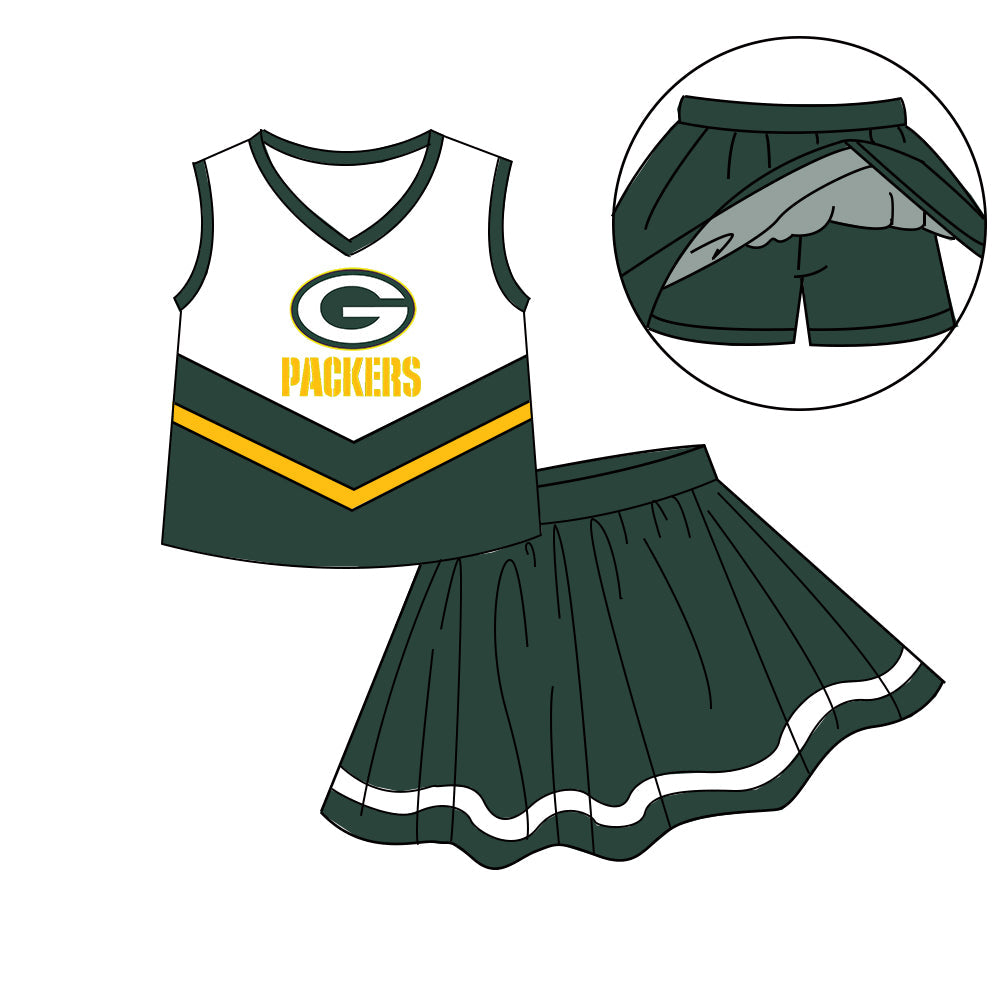 Preorder (moq 5)Baby Girls Sleeveless Vest Top Skirt Short Team Clothes Sets