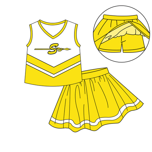 Preorder (moq 5)Baby Girls Sleeveless Vest Top Skirt Short Team Clothes Sets