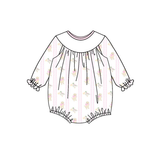 Preorder (moq 5)Baby Girls Hearts Dogs Ducks Valentine Ruffle Rompers