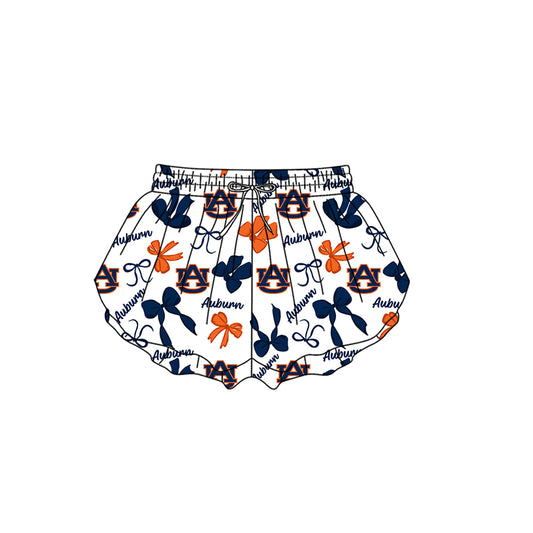 Preorder (moq 5)Baby Girls Auburn Bows Team Ruffle Shorts Bottom