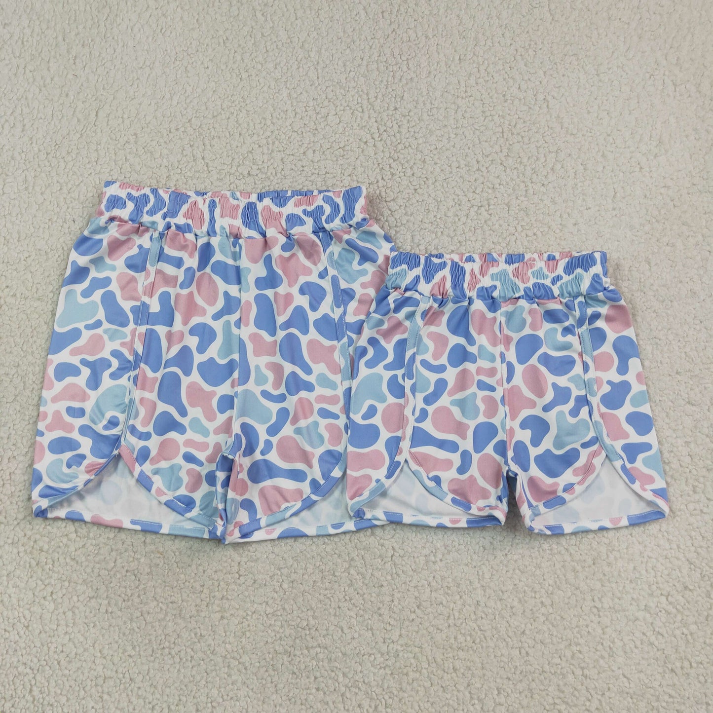 Mama and Me Girls Blue Pink Camo Shorts Bottom