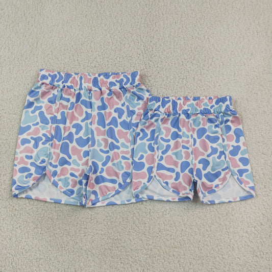 Mama and Me Girls Blue Pink Camo Shorts Bottom