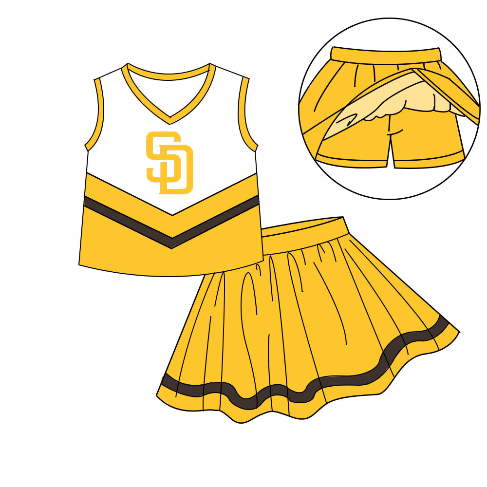 Preorder (moq 5)Baby Girls Sleeveless Vest Top Skirt Short Team Clothes Sets