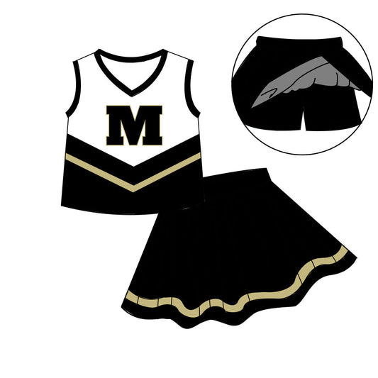 Preorder (moq 5)Baby Girls Sleeveless Vest Top Skirt Short Team Clothes Sets