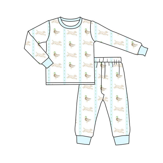 Preorder(moq 5) Baby Boys Ducks Dogs Stripe Top Pants Hunting Pajamas Sets