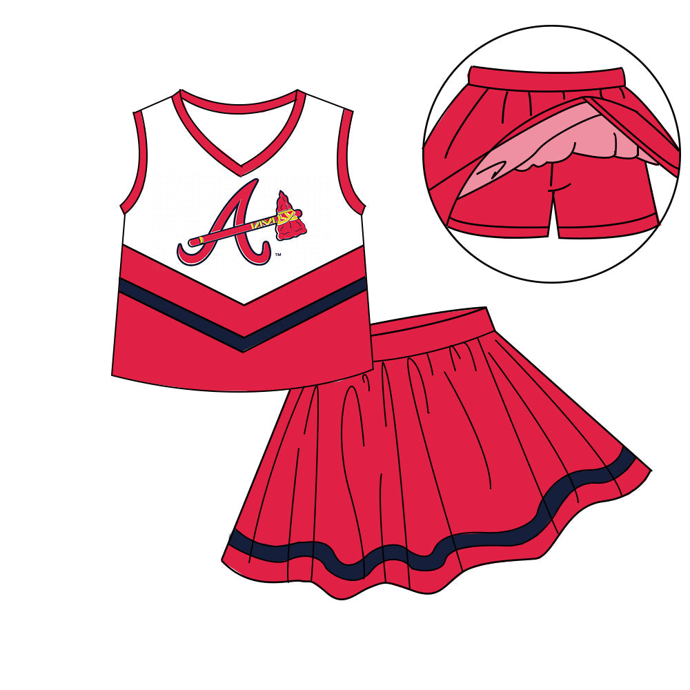 Preorder (moq 5)Baby Girls Sleeveless Vest Top Skirt Short Team Clothes Sets